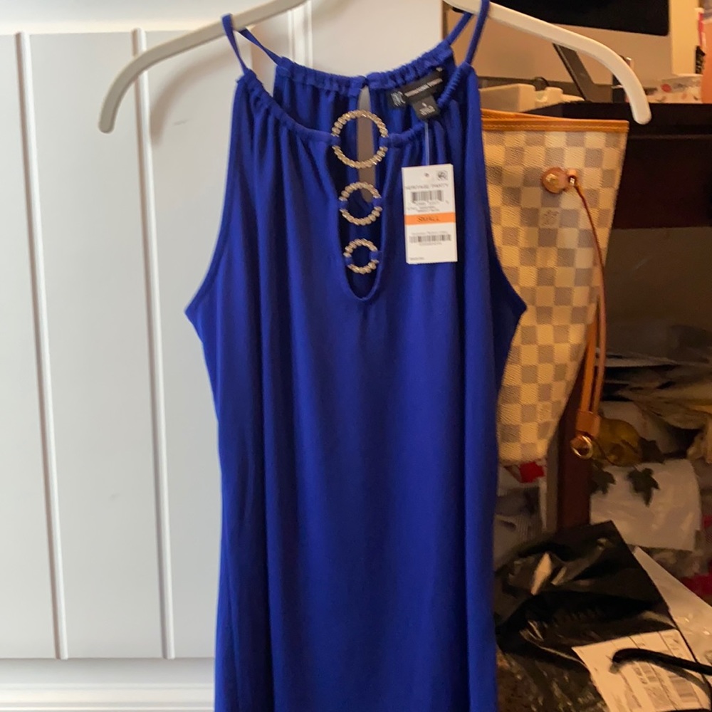 INC royal halter tank with rhinestones NWT sz S